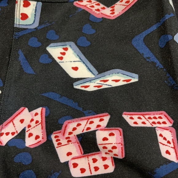 LuLaRoe OS One Size New Valentines Day Domino Heart Leggings NWT - Picture 5 of 7